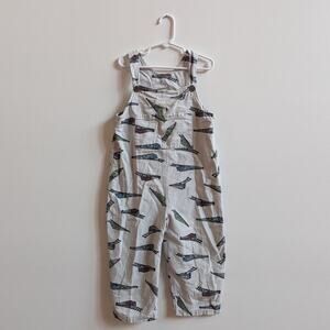 Vtg Y2K Painting Red Rhinos Overalls Boys Sz 4T Gray Train AOP